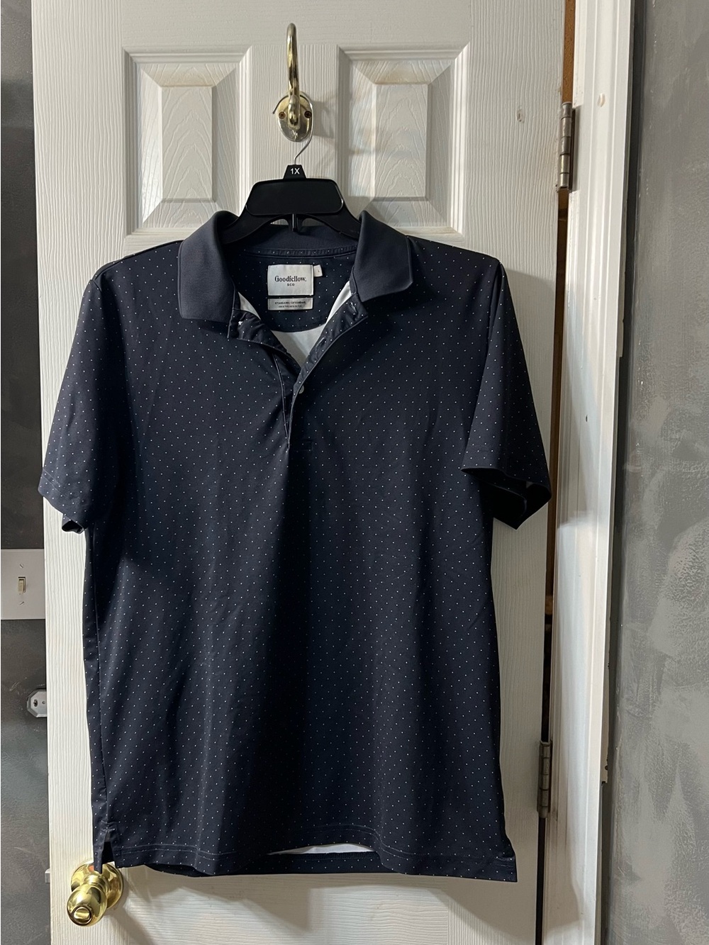 Goodfellow & Co Comfort Wear Black White Micro Dot Polo Shirt Men’s Large
